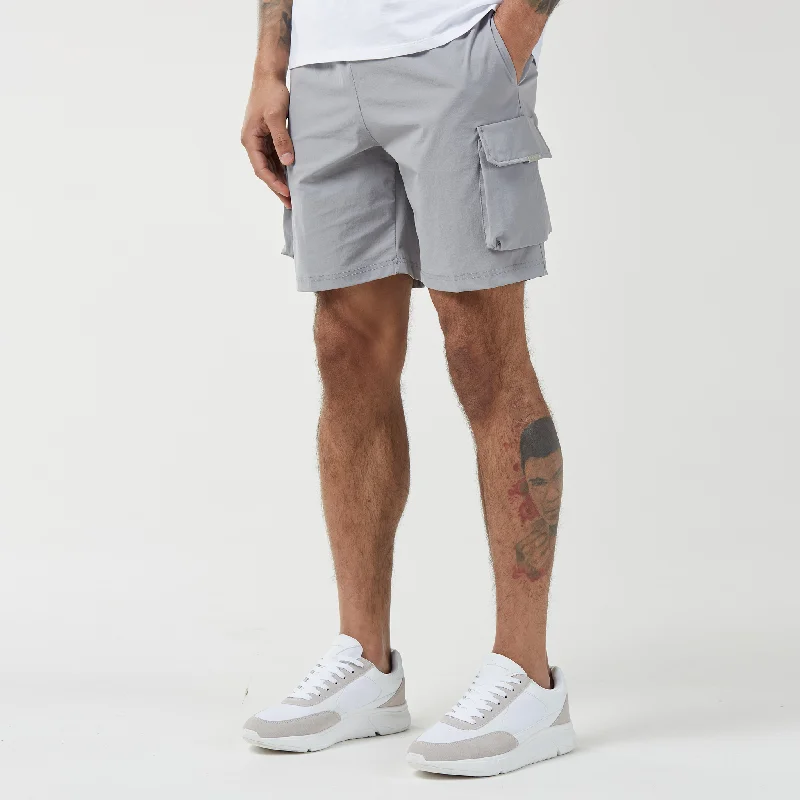 Premium Tech Cargo Short | Ice Grey Rugged Men's Outdoor 