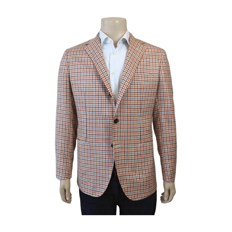 Sartorio Sport Coat - Orange Tattersall Refined Men's European