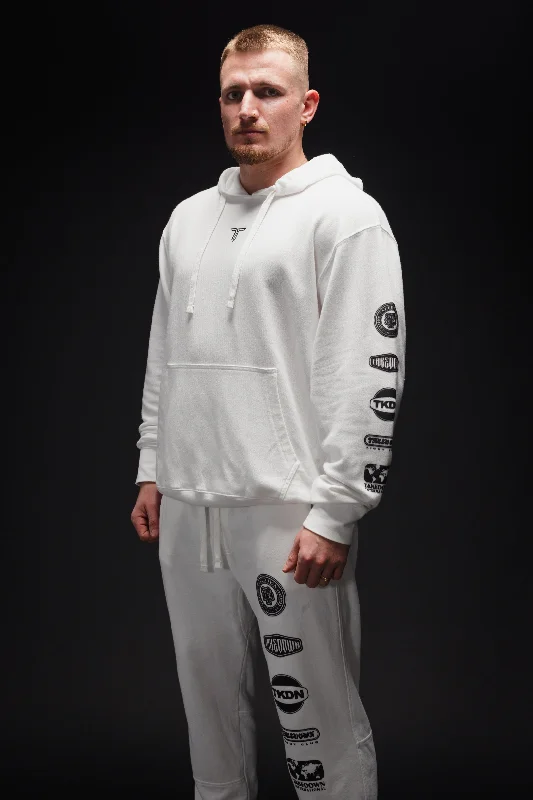 Takedown Sleeve Logo Stack Hoodie - White Elegant Men's Cashmere