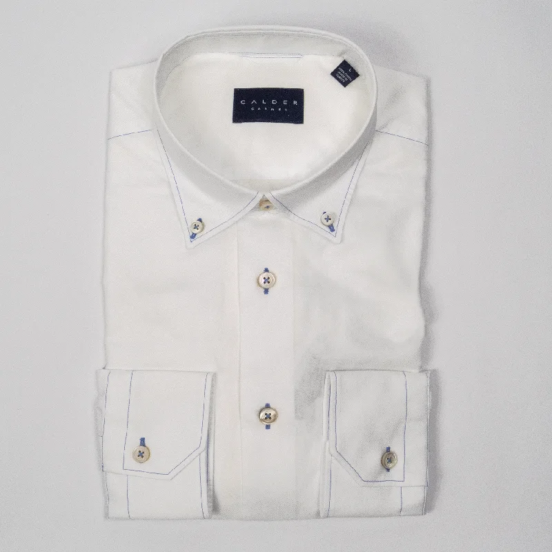 CALDER WHITE OXFORD LONG SLEEVE SHIRT Streetwear Style