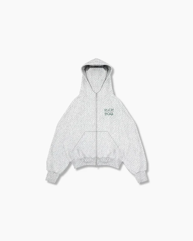 Double Zip Box Hoodie - Heather Gray Refined Men's Velvet