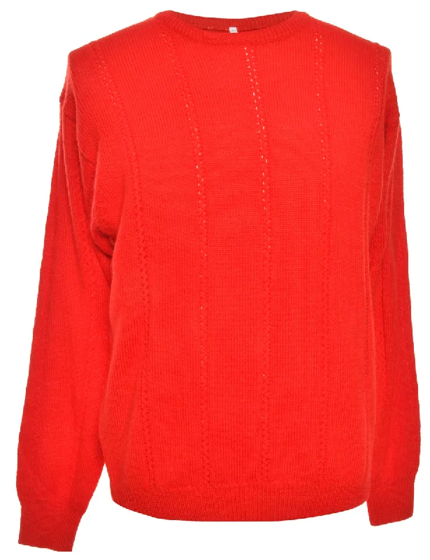 Long Sleeved Red Jumper - M Sleek Men's Contemporary 