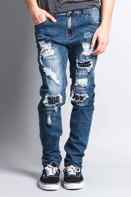 Stud Denim Jeans Dynamic Men's High