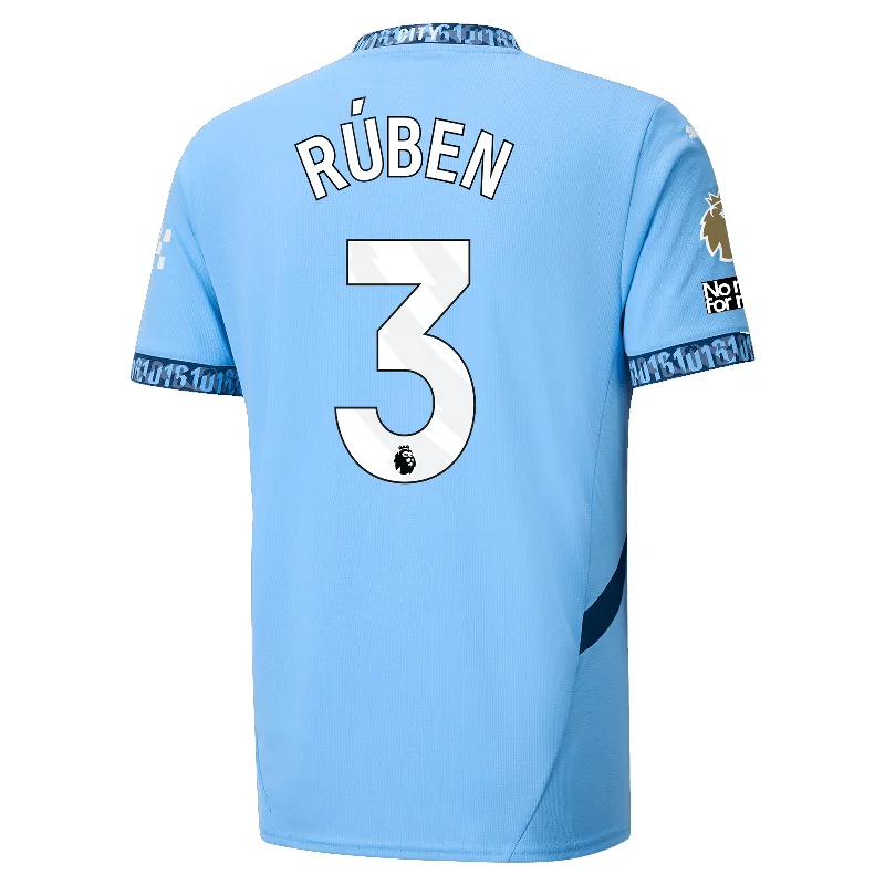 Puma Manchester City Rúben Dias Home Jersey w/ EPL + No Room For Racism + Club World Cup Patches 24/25 (Team Light Blue/Marine Blue) Athletic Men's Compression