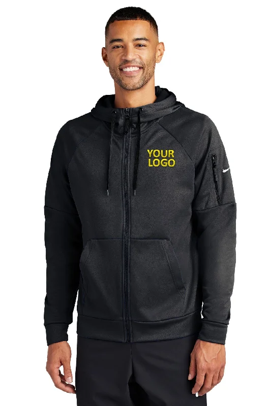 Nike Therma-FIT Pocket ZipUp Custom Hoodies, Black Youthful Men's Anime