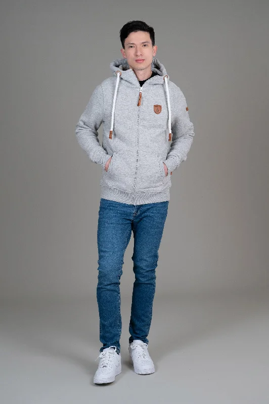 Zeus Light Heather Grey Full-Zip Hoodie Classic Men's Pin