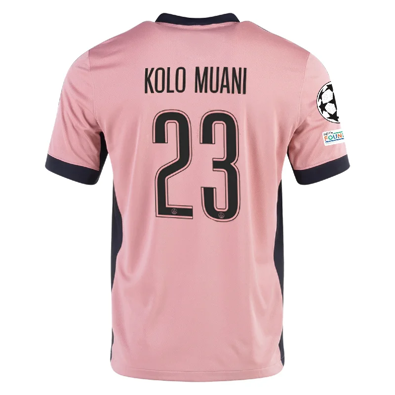 Nike Paris Saint-Germain Randal Kolo Muani Third Jersey w/ Champions League Patches 24/25 (Rust Pink/Black) Bold Men's Statement