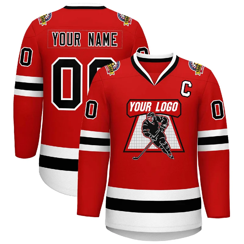 Custom Red Black-White Classic Style Hockey Jersey Athletic Men's Compression