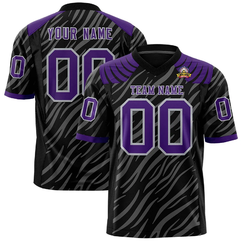 Custom Black Gray Personalized Tiger Stripe Graffiti Pattern Authentic Football Jersey Relaxed Men's Australian 