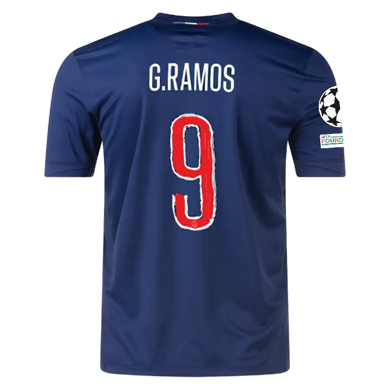 Nike Paris Saint-Germain Gonçalo Ramos Home Jersey w/ Champions League Patches 24/25 (Midnight Navy/White) Trendy Men's Scandinavian