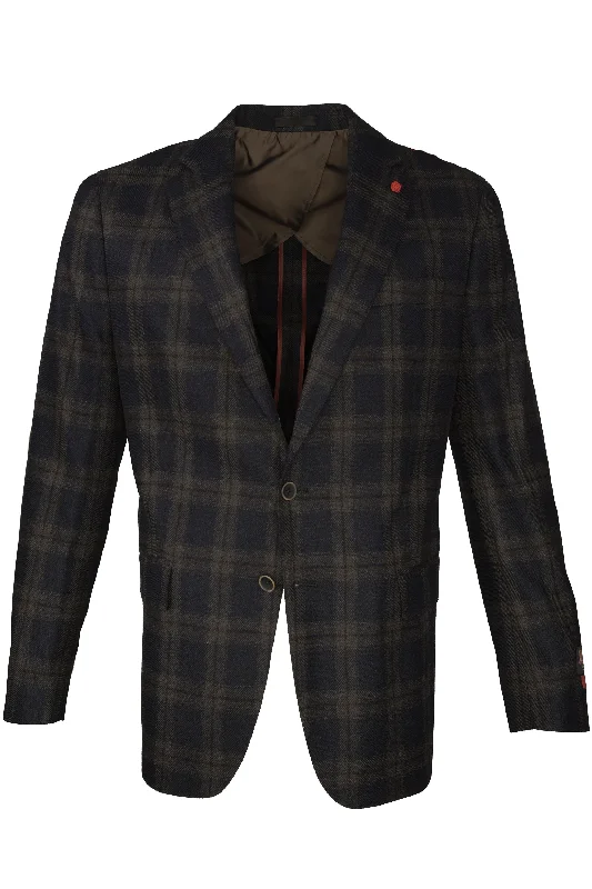 TailoRed Gianni Sport Coat - Navy / Brown Plaid Luxurious Men's High