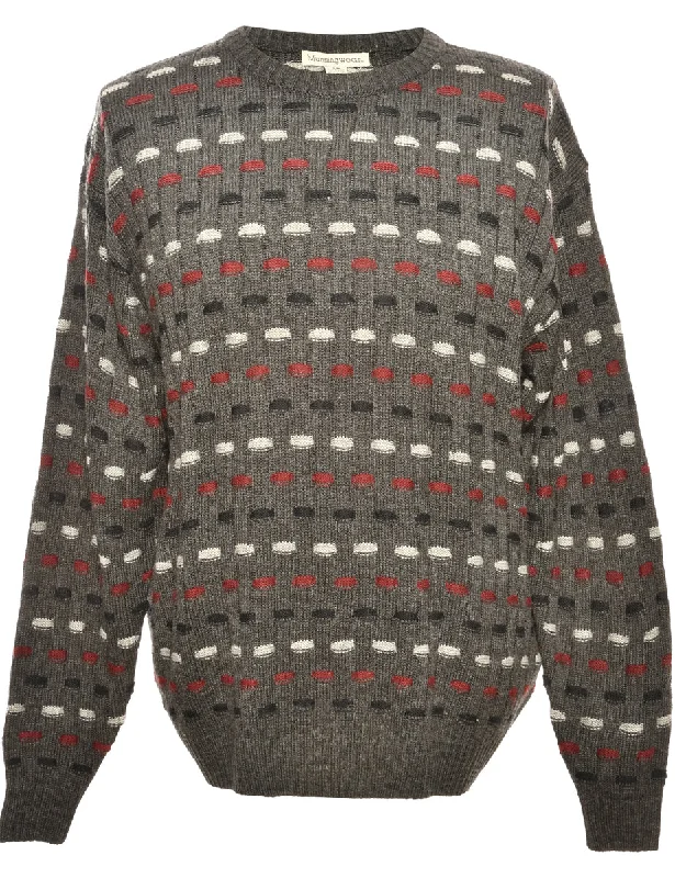 Patterned Dark Grey Jumper - M Rugged Men's Outdoor 