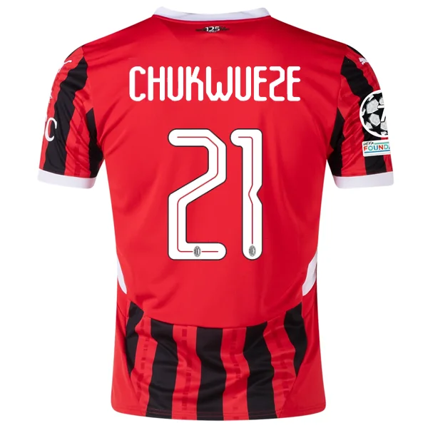 Puma AC Milan Samuel Chukwueze Home Jersey w/ Champions League Patches 24/25 (Puma Red/Puma Black) Hip Men's Urban