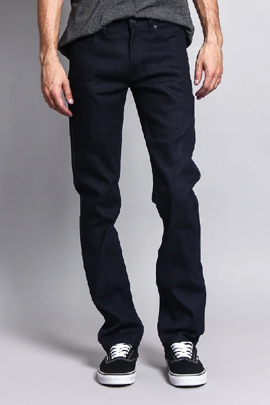 Men's Slim Fit Raw Denim Jeans (Indigo) Stylish Men's Neon