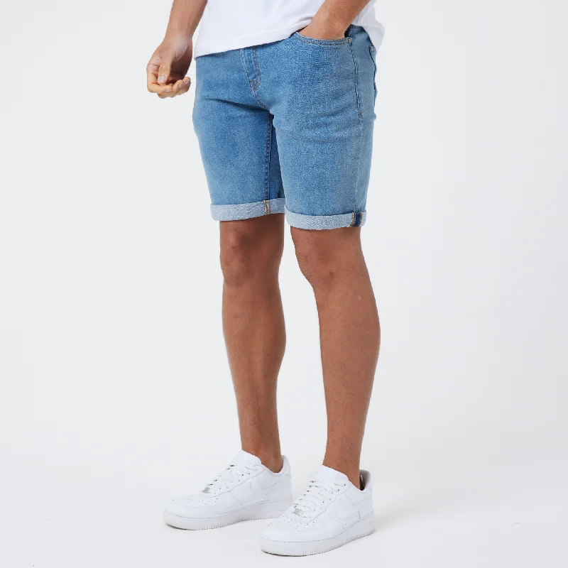 Denim Short | Light Blue Wash Streetwear Style