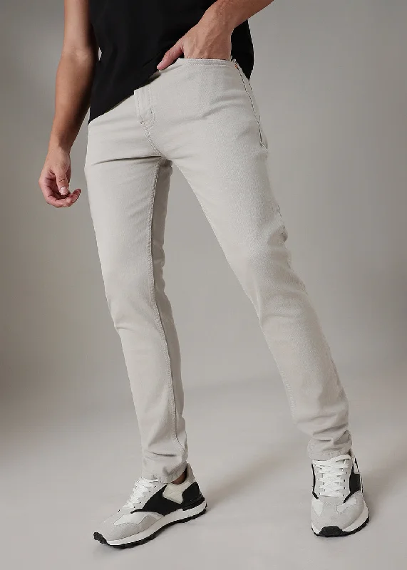 Tan Beige Slim Fit Denim Tailored