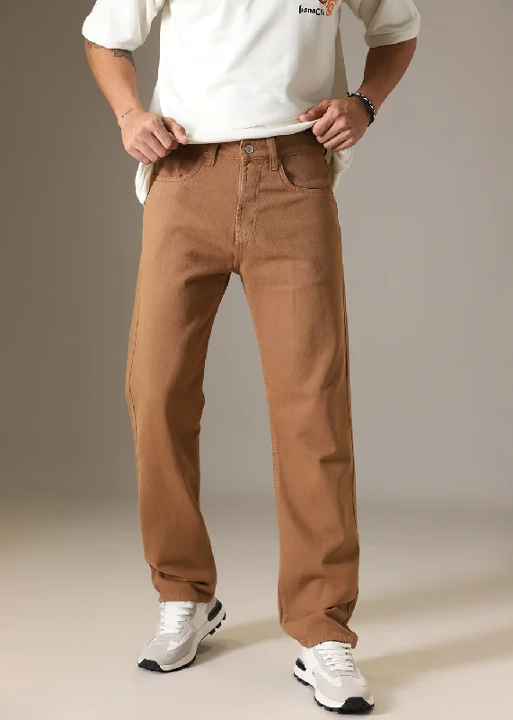 Copper Brown Straight Fit Denim Confident Men's Power