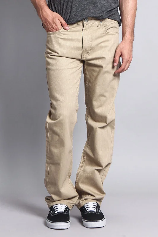 Men's Straight Fit Colored Denim Jeans (Khaki) Beach