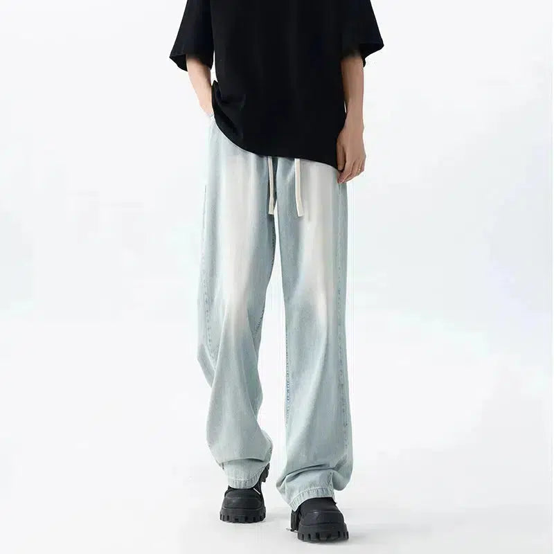 Light Blue Drape Drawstring Pants Vacation