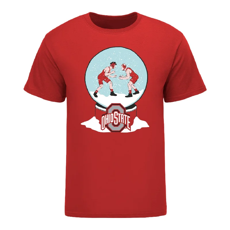 Ohio State Buckeyes Holiday Snow Globe Wrestling Scarlet T-Shirt Artistic Men's Avant