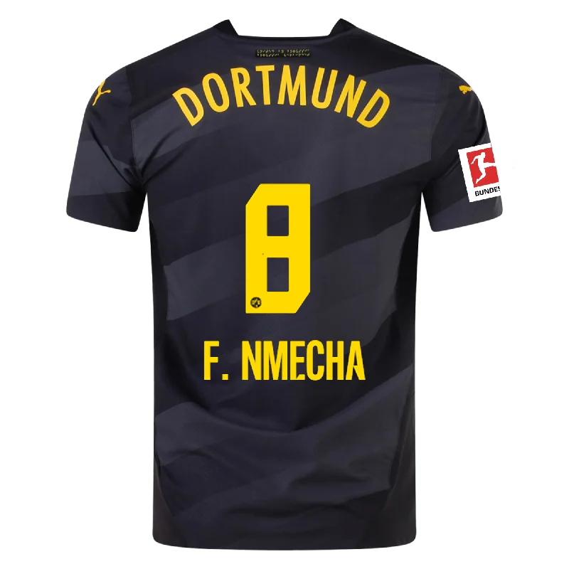 Puma Borussia Dortmund Authentic Felix Nmecha Away Jersey w/ Bundesliga Patch 24/25 (Puma Black/Faster Yellow) Youthful Men's Anime