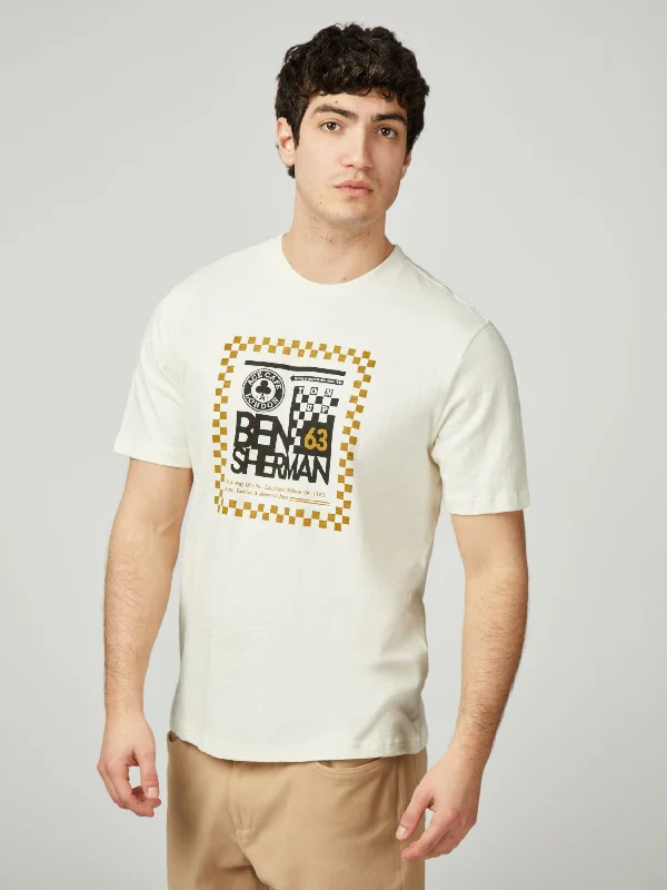 Ace Cafe Chequerboard Tee - Ivory Modern Men's Tech