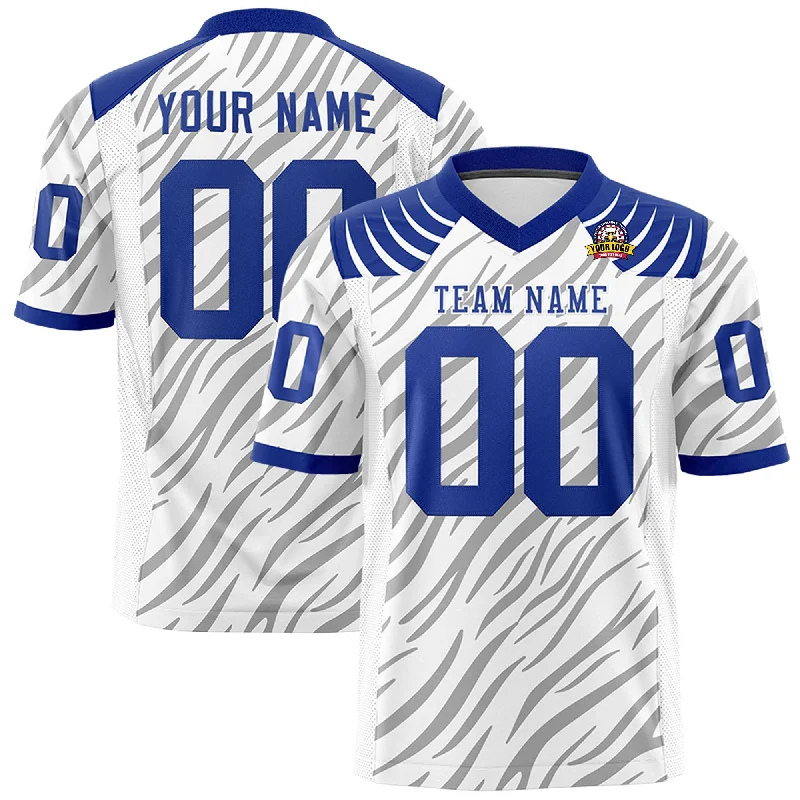 Custom White Gray Personalized Tiger Stripe Graffiti Pattern Authentic Football Jersey Youthful Men's Pop