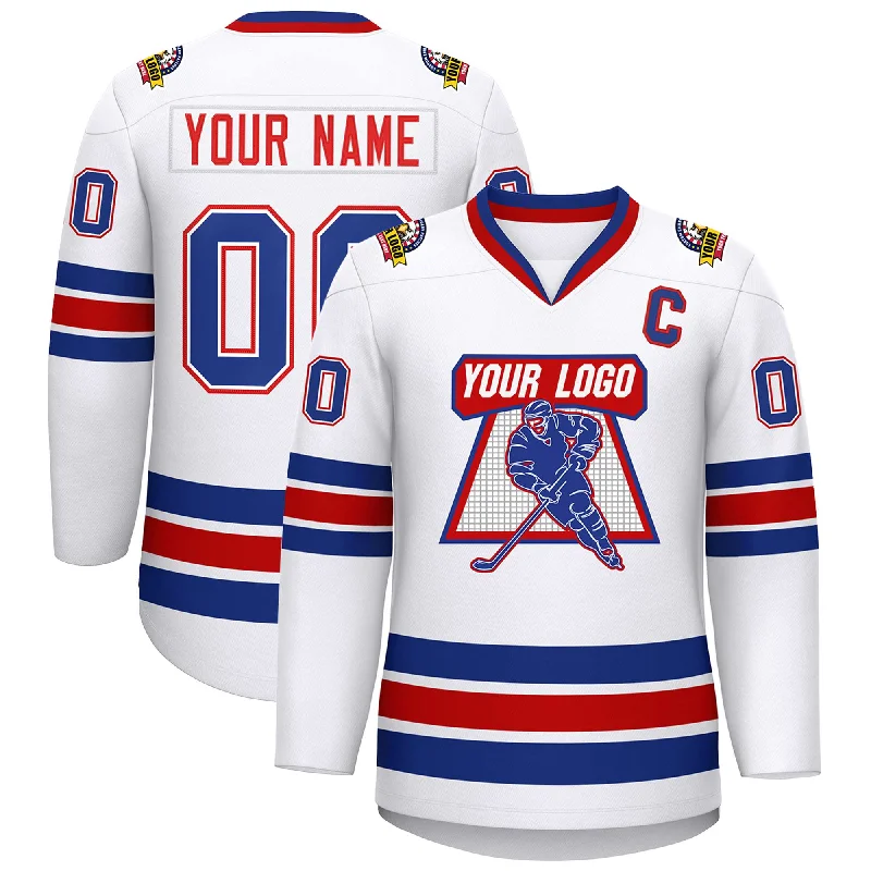 Custom White Red-Royal Classic Style Hockey Jersey Traditional Men's Country