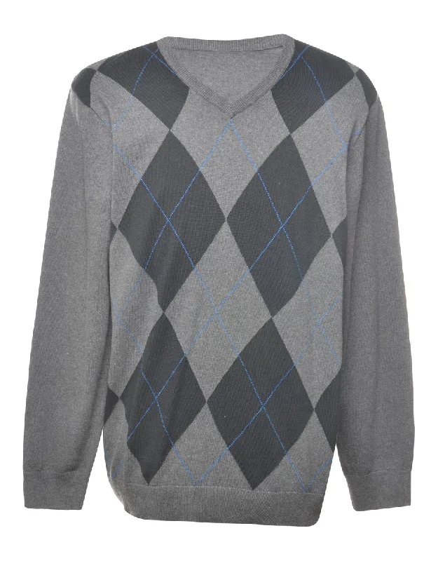 Argyle Jumper - L Cozy Men's Winter