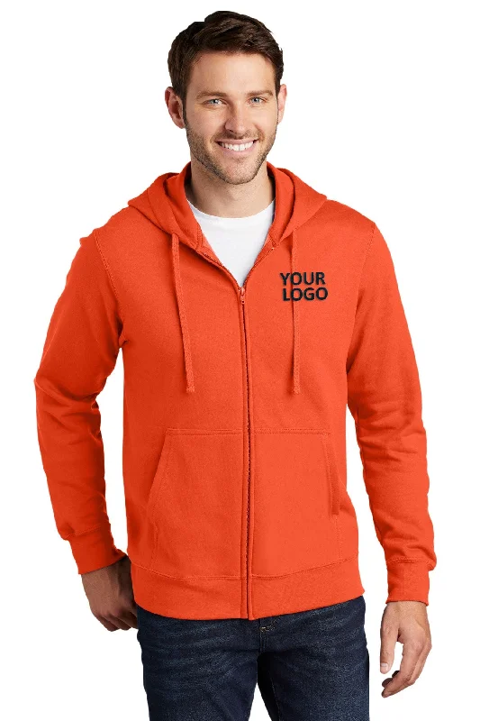 Port & Company Fan Favorite Fleece Branded Zip Hoodies, Orange Practical Men's Multi