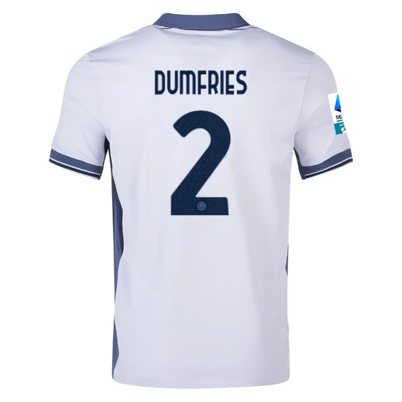 Nike Inter Milan Denzel Dumfries Away Jersey w/ Serie A + Scudetto Patch 24/25 (Summit White/Iris Whisper) Youthful Men's Pop