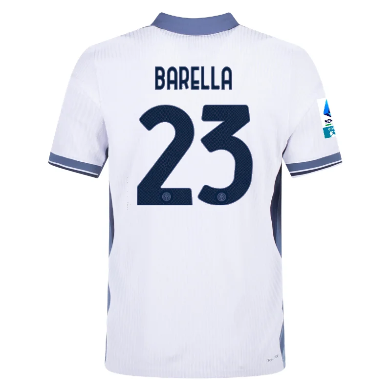 Nike Inter Milan Authentic Nicolò Barella Away Jersey w/ Serie A + Scudetto Patch 24/25 (White/Silver) Casual Men's Japanese 