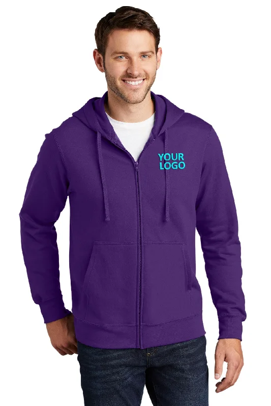 Port & Company Fan Favorite Fleece Branded Zip Hoodies, Team Purple Earthy Men's Sustainable 