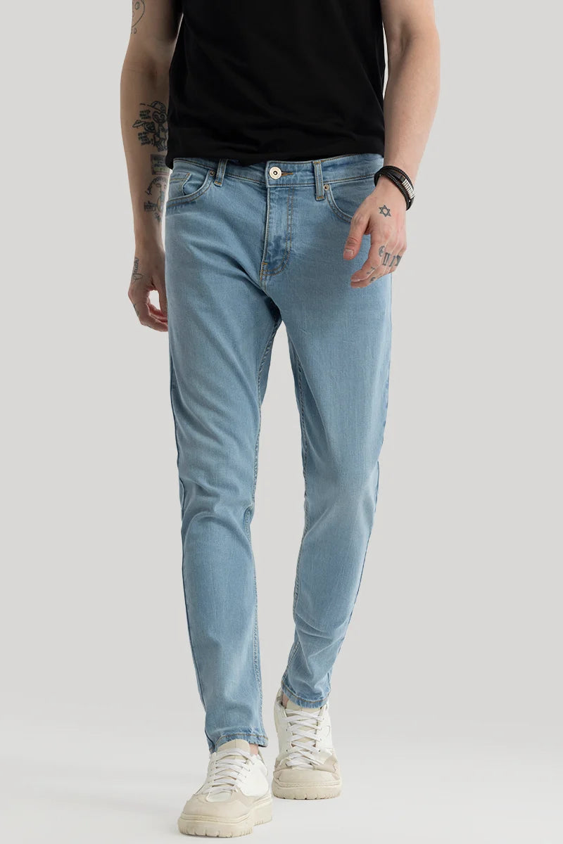 Phantom Light Blue Plain Skinny Fit Jeans Sophisticated Men's French