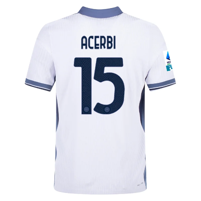 Nike Inter Milan Authentic Francesco Acerbi Away Jersey w/ Serie A + Scudetto Patch 24/25 (White/Silver) British Gentleman Style