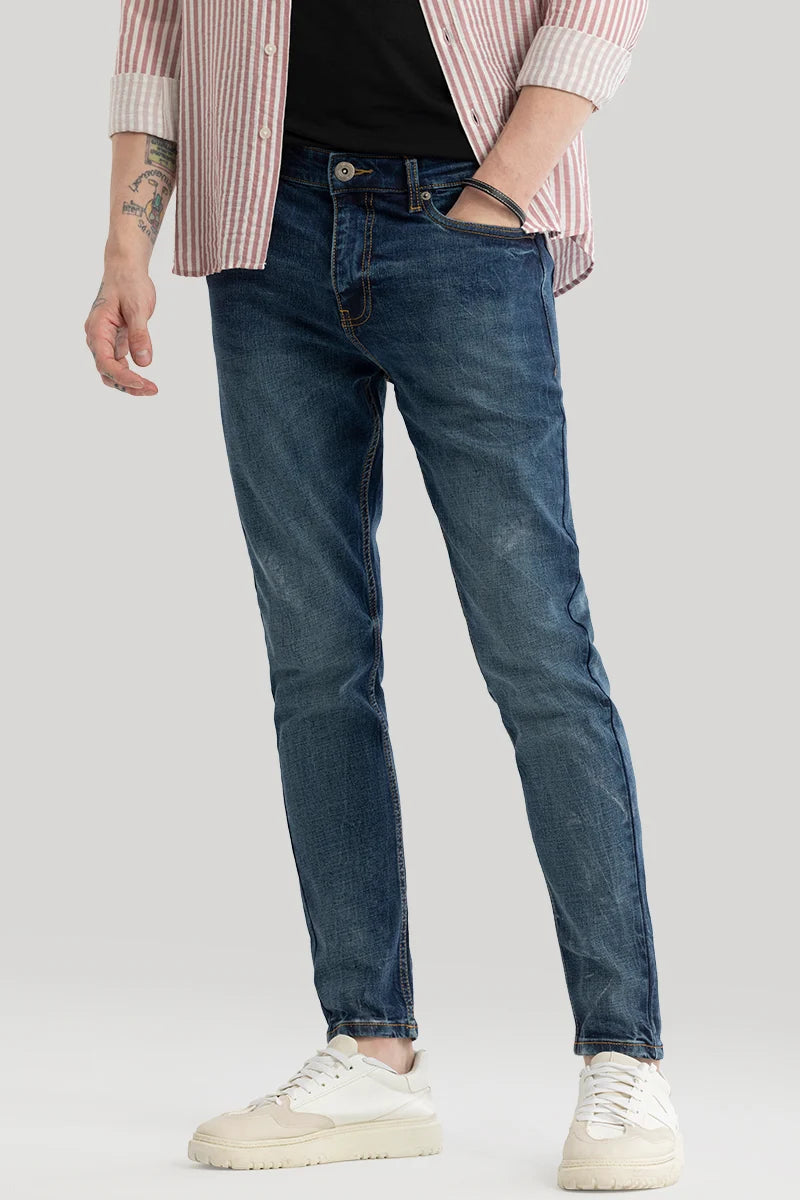 Phantom Indigo Blue Plain Skinny Fit Jeans Adventure