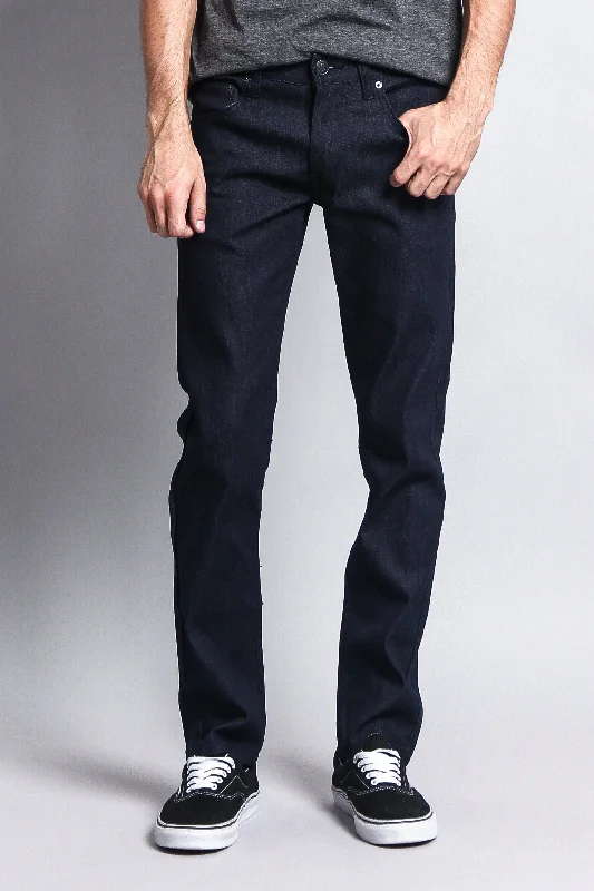 Men's Skinny Fit Raw Denim Jeans (Indigo) Elegant Men's Cashmere