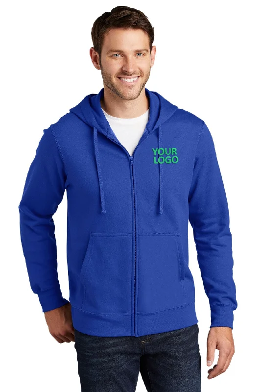 Port & Company Fan Favorite Fleece Branded Zip Hoodies, True Royal Cozy Men's Winter