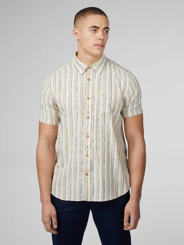 Signature Mod Stripe Shirt - Fog Sporty Men's Tennis