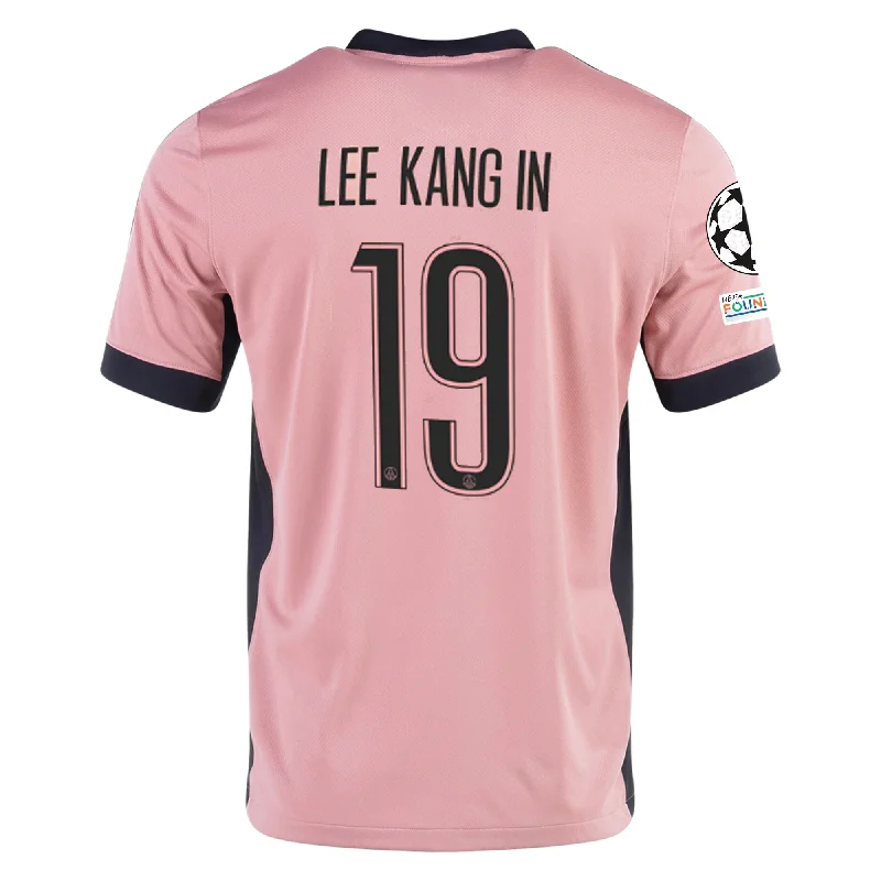 Nike Paris Saint-Germain Lee Kang-in Third Jersey w/ Champions League Patches 24/25 (Rust Pink/Black) Stylish Men's Tropical 