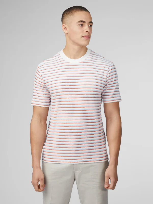 Signature Loopback Stripe Tee - Pale Blue Traditional Men's Wool