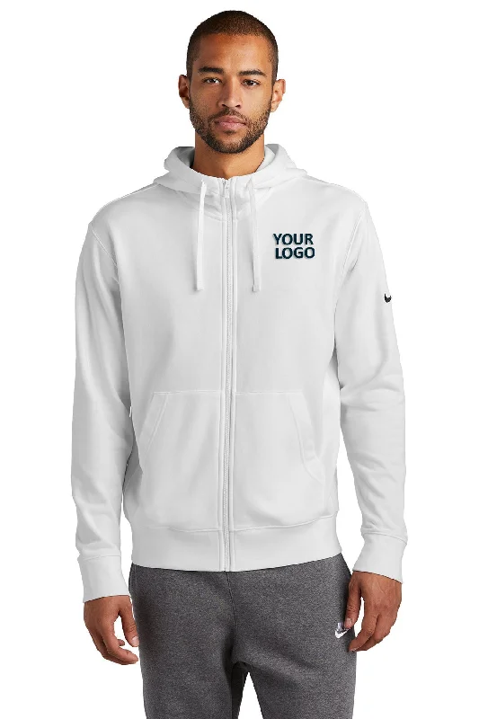 Nike Club Fleece Custom Zip Hoodies, White Athletic Men's High