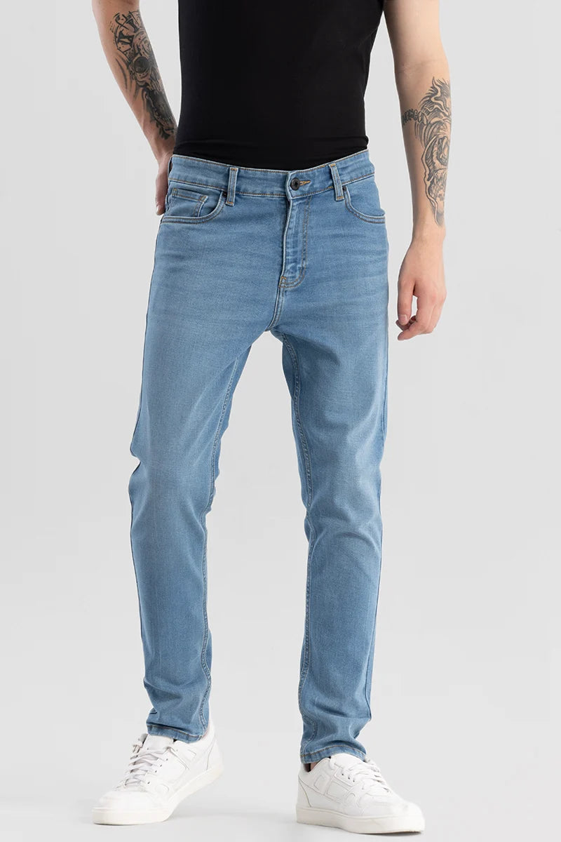 Denity Light Blue Slim Fit Jeans Monochromatic Office Style