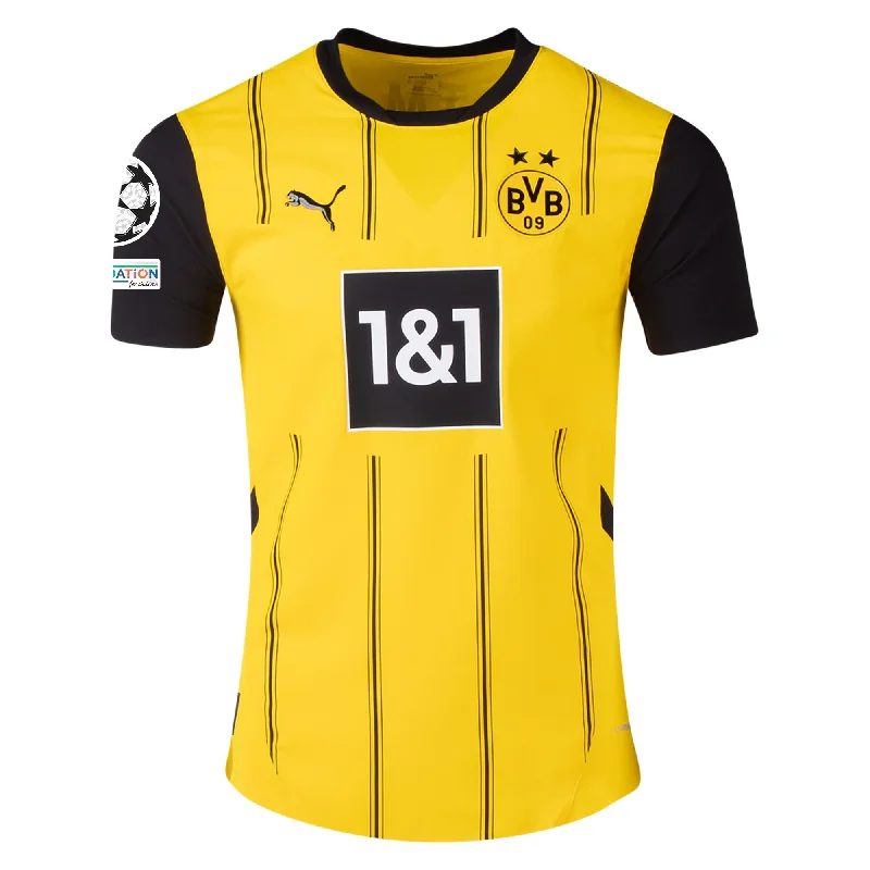 Puma Borussia Dortmund Home Jersey w/ Champions League Patches 24/25 (Faster Yellow/Puma Black) Classic Men's Pin