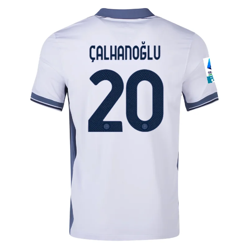 Nike Inter Milan Hakan Çalhanoğlu Away Jersey w/ Serie A + Scudetto Patch 24/25 (Summit White/Iris Whisper) Trendy Men's Oversized