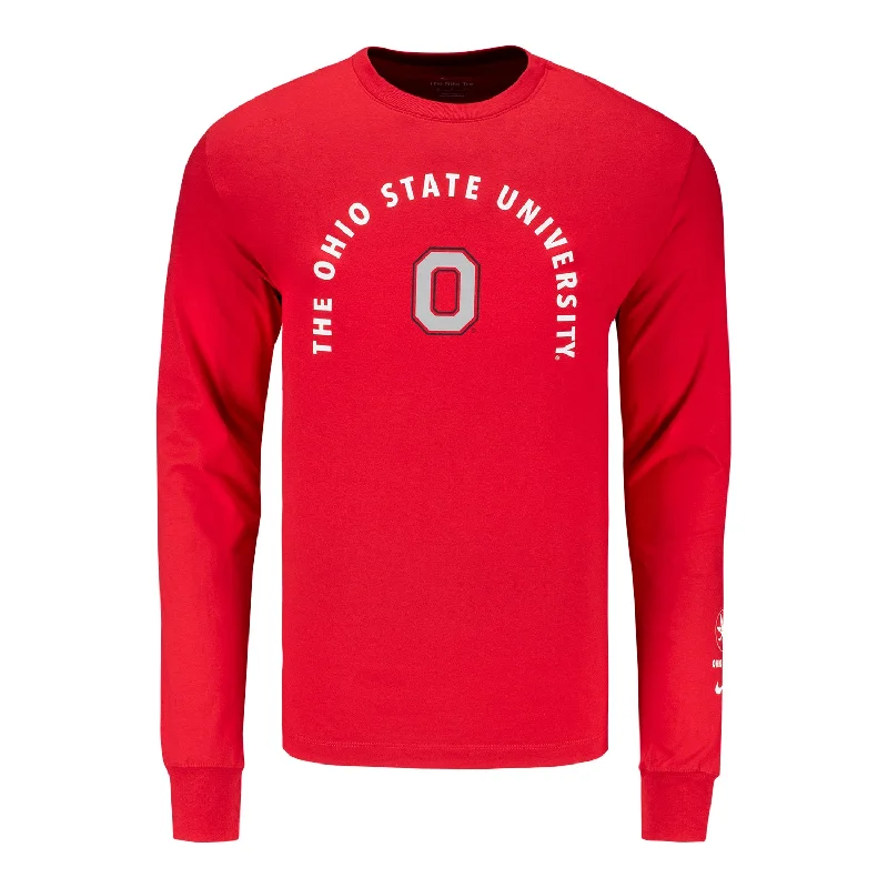 Ohio State Buckeyes Nike Campus Long Sleeve Scarlet T-Shirt Polished Men's Silk