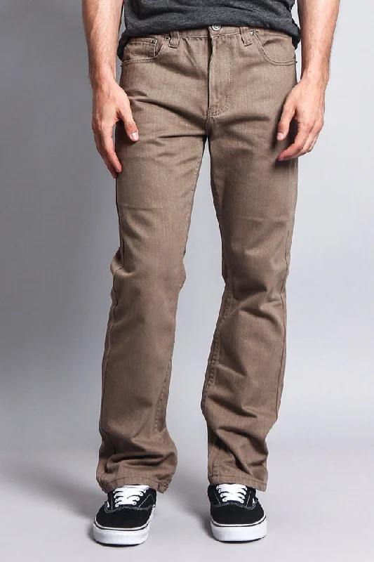 Men's Straight Fit Colored Denim Jeans (Taupe) Edgy Men's Punk