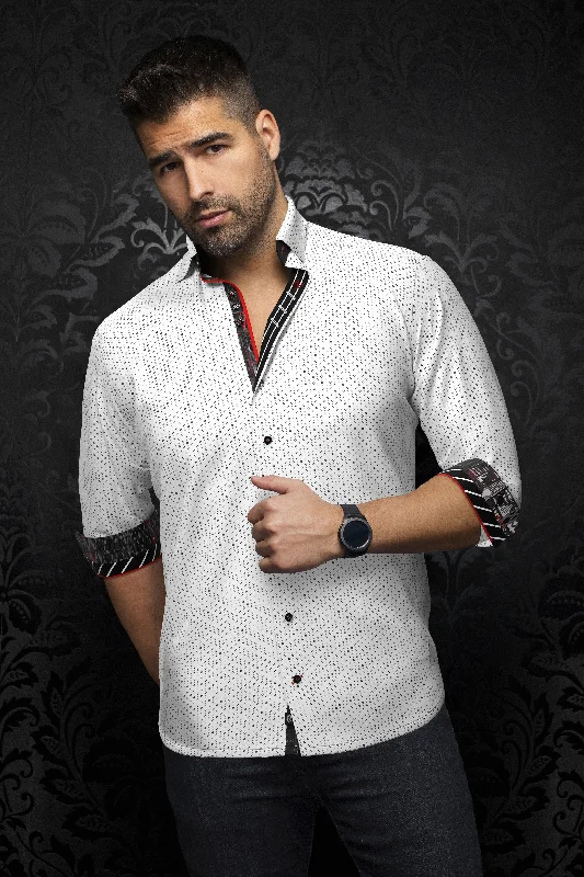 Au Noir Stretch Shirt | Ballerini White Black Relaxed Men's Australian 