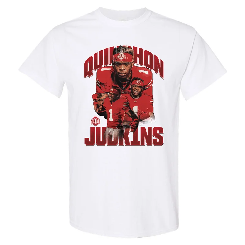 Ohio State Buckeyes Athlete's Thread Football Student Athlete #1 Quinshon Judkins T-Shirt Elegant Men's Cashmere