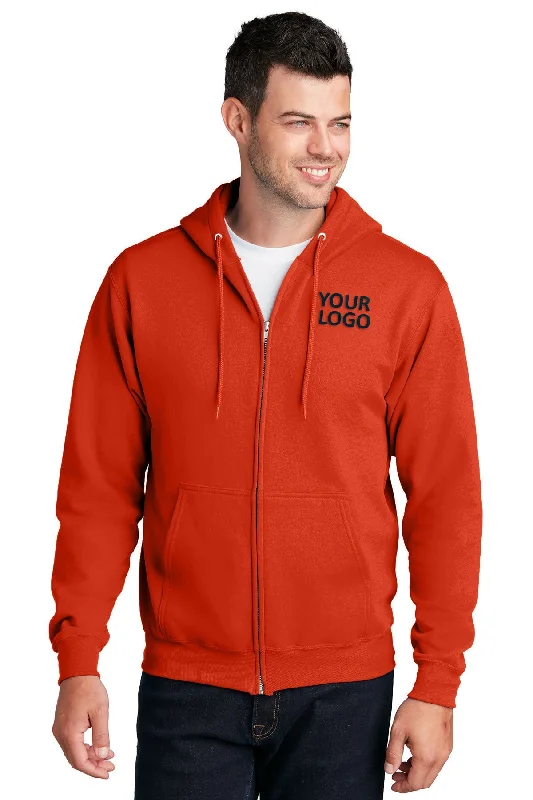 Port & Company Core Fleece Customized Zip Hoodies, Orange Stylish Men's Tropical 